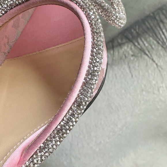 🌺MACH & MACH🌺 Double Bow Floral Lace Mules in Pink Size: 37.5 - Picture 9 of 14